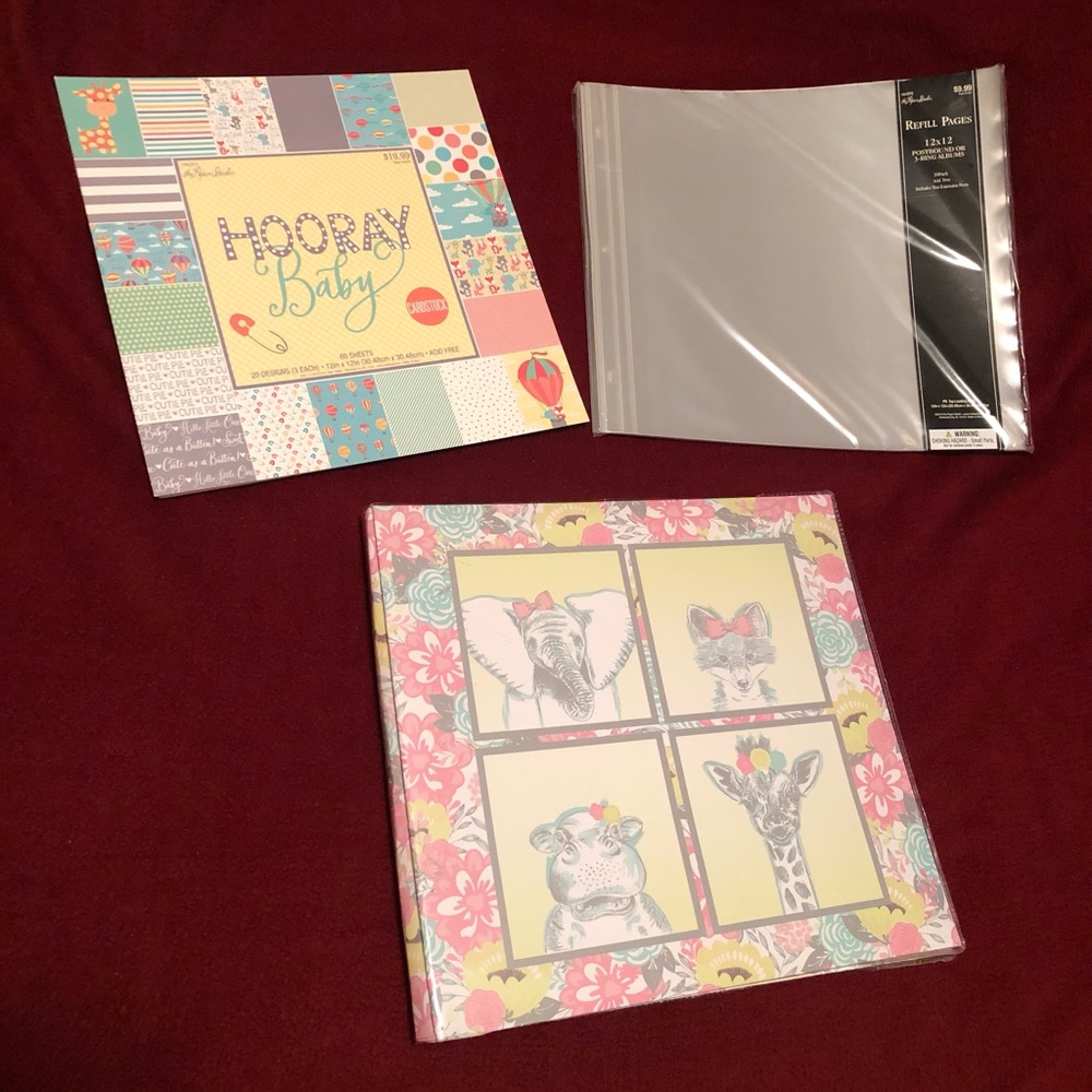 Scrapbook/Photo Album + Refill Pages + Cardstock Background Pages (Baby Themed)